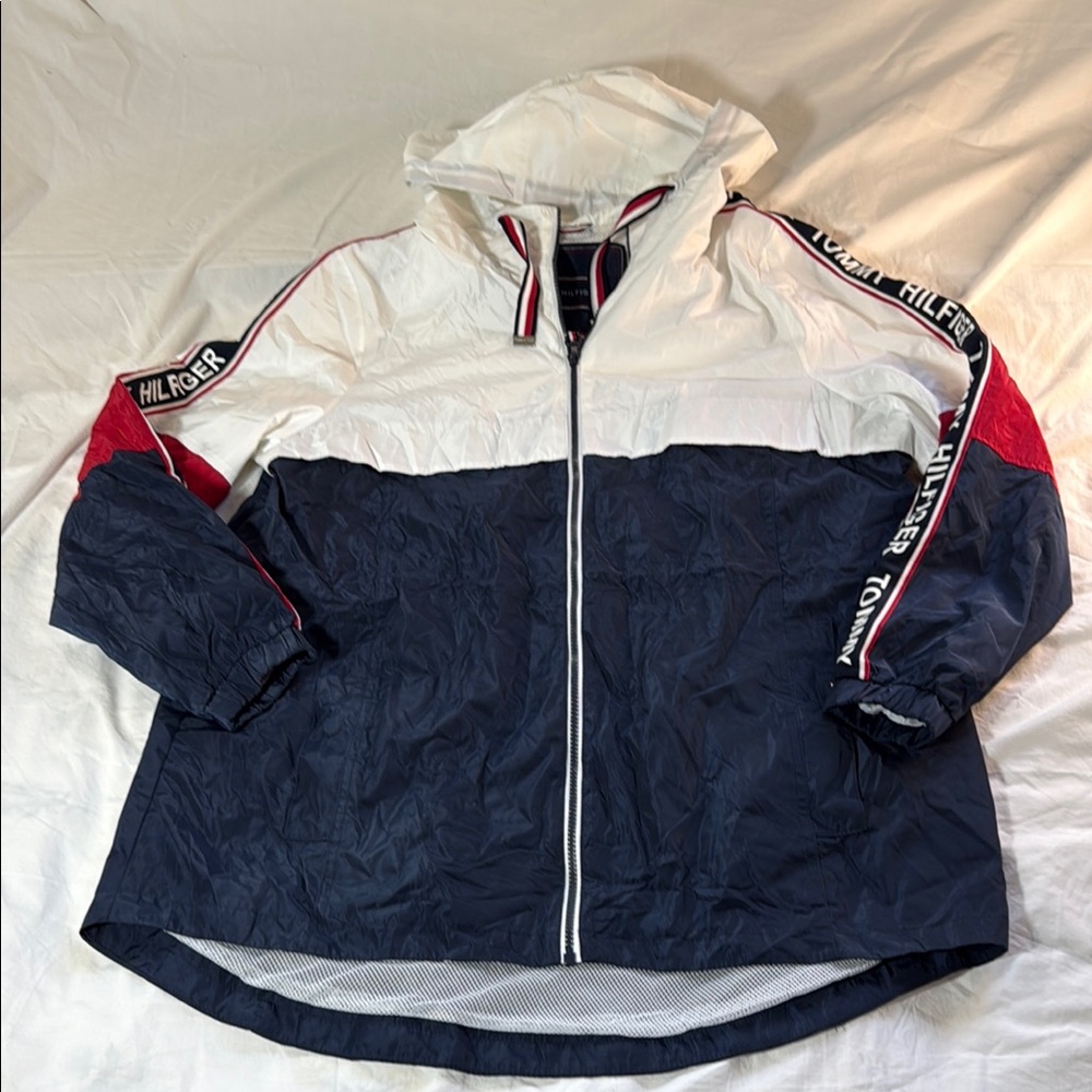 Tommy Hilfiger Navy and White Hooded Jacket